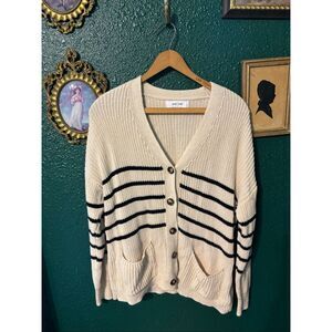 John + Jenn Tan And Black Knit Cardigan Sz Small